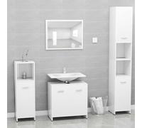HaoChrymec Conjunto de Muebles de Baño, Madera Contrachapada, Armario con Espejo, Mueble Auxiliar Baño, Armario Multiusos, Diseño Funcional, para Baño y Dormitorio, Blanco, 60x33x61 cm
