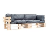 HaoChrymec Conjunto de Sofá de Exterior 2 Piezas, Mueble Jardín con Cojines, Estilo Palets en Madera de Pino Tratada, Resistente a la Intemperie, Conjunto Jardin Exterior,Gris, 220 x 66 x 65 cm