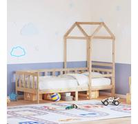 HaoChrymec Daybed con Dosel, Madera de Pino Macizo, Cama Infantil con Barandillas de Seguridad, Ideal para Dormitorio Infantil o Juvenil, Color Natural, 80x200 cm