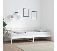 HaoChrymec Daybed de Madera de Pino Macizo, Diseño Multifuncional con Función de Sofá Cama, Cama Individual Ideal para Habitación de Invitados o Dormitorio Juvenil, Color Blanco, 90x200 cm