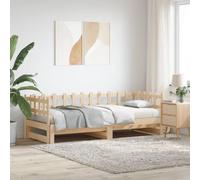 HaoChrymec Daybed Extensible, Madera Maciza de Pino, Diseño con Láminas, Sofá Cama Multifuncional para Salón y Dormitorio, Color Natural, 2X(90x200) cm