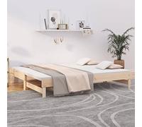 HaoChrymec Diván Extensible 2 Plazas, Madera de Pino Macizo, Sofá Cama Convertible para Salón y Dormitorio, Función Daybed, Color Natural, 2X(80x200) cm