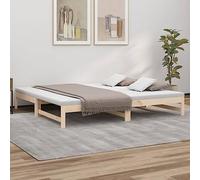 HaoChrymec Diván Extensible de Madera de Pino Maciza, Función Sofá Cama, con Somier de Listones, Ideal para Dormitorio y Salón, Color Natural, 2X(80x200) cm