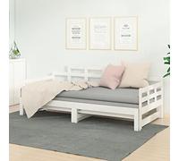 HaoChrymec Diván Extensible de Madera de Pino, Sofá Cama Multifuncional con Diseño Compacto, Ideal para Dormitorio de Invitados o Juvenil, Color Blanco, 2X(90x190) cm