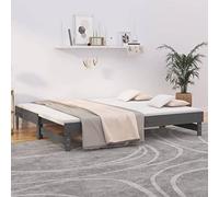 HaoChrymec Diván Extensible, Sofá Cama de Madera de Pino Macizo, Diseño Multifuncional con Somier Integrado, Ideal para Salón o Dormitorio de Invitados, Color Gris, 2X(80x200) cm