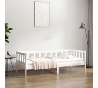 HaoChrymec Diván Multifunción, Estructura de Madera de Pino Natural, Diseño con Barandillas de Seguridad, Cama Individual Ideal para Dormitorio Juvenil o Sala de Estar, Color Blanco, 80x200 cm