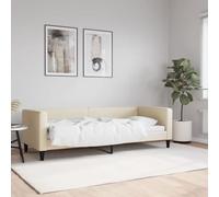 HaoChrymec Diván Tapizado en Tejido Crema, Función 2 en 1 como Sofá y Cama, Diseño Moderno con Estructura Reforzada, Cama Individual Ideal para Salón o Dormitorio de Invitados, Color Crema, 80x200 cm