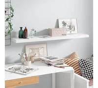 HaoChrymec Estante Flotante Blanco Brillante, Panel Decorativo MDF con Estructura Metálica, Diseño Moderno para Sala, Dormitorio u Oficina, Soporte 10 kg, Fácil Instalación, 120x23.5x3.8 cm