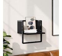 HaoChrymec Estante Flotante con Barra Metálica, Madera Contrachapada Negro, Diseño Multifuncional para Pared, Organizador Decorativo, Sala de Estar o Dormitorio, 30x25x30 cm