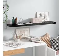 HaoChrymec Estante Flotante Moderno, MDF Negro Brillante con Estructura Metálica, Diseño Panal, Soporte 10 kg, Ideal para Libros, Decoración y Colecciones, Fácil Instalación, 120x23.5x3.8 cm