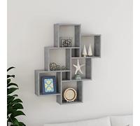 HaoChrymec Estantería Cúbica de Pared, Madera Gris Hormigón, Diseño Modular con 6 Cubos Abiertos, Almacenamiento Decorativo para Libros y Objetos, Soporte 40 kg, 78x15x93 cm