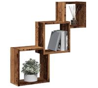 HaoChrymec Estantería Flotante Cubo, 3 Niveles Madera Reciclada, Diseño Modular para Sala de Estar, Dormitorio, Oficina, Almacenamiento Decorativo, 68x15x68 cm