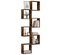 HaoChrymec Estantes Cúbicos de Pared, 6 Piezas Madera Roble Ahumado, Diseño Modular para Sala, Dormitorio, Oficina, Almacenamiento Decorativo, Organizador Vertical, 30x15x30 cm