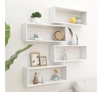 HaoChrymec Estantes de Pared Cúbicos, 4 Unidades Blanco, Panel de Madera, Diseño Modular para Sala, Dormitorio, Oficina, Almacenamiento Decorativo, 60x15x23 cm