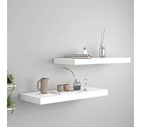 HaoChrymec Estantes Flotantes de Pared, 2 Piezas MDF Blanco, Diseño Panal con Estructura Metálica, Soporte Invisible, Decoración para Sala, Dormitorio, Oficina, 60x23.5x3.8 cm