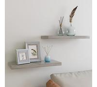 HaoChrymec Estantes Flotantes Modernos, 2 Piezas MDF Gris Hormigón, Diseño Panal con Estructura Metálica, Soporte 7 kg, Montaje Invisible, para Sala, Dormitorio u Oficina, 60x23.5x3.8 cm