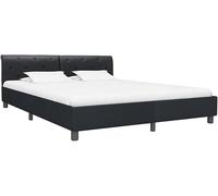 HaoChrymec Estructura de Cama, Cabecero de Piel Sintética Negra, Diseño Moderno y Minimalista, Cama Individual Ideal para Dormitorio Principal o Juvenil, Color Negro, 90x200 cm