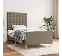 HaoChrymec Estructura de Cama con Cabecero Ajustable, Tela Color Topo, Diseño Moderno con Soporte Lumbar, Cama Individual Ideal para Dormitorios Juveniles o Habitaciones Pequeñas, 80x200 cm