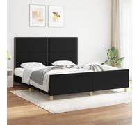 HaoChrymec Estructura de Cama con Cabecero Ajustable, Tela Negra Transpirable, Cama Matrimonial Ideal para Dormitorio Principal o Juvenil, Soporte Reforzado, 180x200 cm