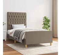 HaoChrymec Estructura de Cama con Cabecero Ajustable, Tela Transpirable Taupe, Cama Individual Ideal para Dormitorio Juvenil o Infantil, 90x200 cm