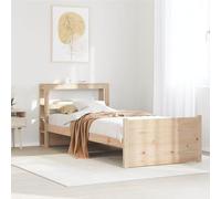 HaoChrymec Estructura de Cama con Cabecero, Madera de Pino Macizo, Diseño con Estantes Integrados, Cama Individual Ideal para Dormitorios Juveniles o Habitaciones Pequeñas, 75x190 cm