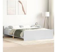HaoChrymec Estructura de Cama con Cabecero y Piecero, Diseño Blanco con Base de Madera, Cama Infantil Ideal para Dormitorios Juveniles y Habitaciones Pequeñas, Color Blanco, 140x190 cm