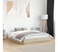 HaoChrymec Estructura de Cama con Luces LED, Material Madera Contraplacada, Diseño Moderno con Base Sólida, Cama Individual Ideal para Dormitorio Juvenil o Infantil, Color Roble Sonoma, 120x190 cm