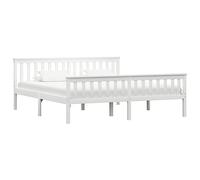 HaoChrymec Estructura de Cama de Madera de Pino Macizo, Diseño Moderno con Cabecero, Camas Matrimoniales Ideal para Dormitorio Principal o Habitación de Invitados, Color Blanco, 180x200 cm