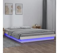 HaoChrymec Estructura de Cama de Madera Maciza con Luces LED, Diseño Moderno con Control Remoto, Cama Juvenil Ideal para Dormitorio Infantil o Habitación Individual, Color Blanco, 120x190 cm