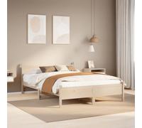 HaoChrymec Estructura de Cama de Madera Maciza de Pino, Base de Láminas, Cabecero Sólido, Camas Matrimoniales Ideal para Dormitorio Principal o Habitación de Invitados, Color Natural, 150x200 cm