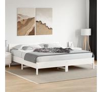 HaoChrymec Estructura de Cama de Madera Maciza de Pino, Diseño Blanco con Cabecero Sólido, Cama Matrimonial Ideal para Dormitorio Principal o Habitación Matrimonio, Color Blanco, 180x200 cm