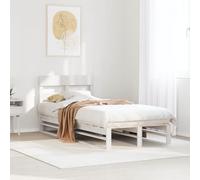 HaoChrymec Estructura de Cama de Madera Maciza, Diseño Blanco con Cabecero Sólido, Cama Individual Ideal para Dormitorios Juveniles o Habitaciones Pequeñas, Color Blanco, 100x200 cm