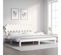 HaoChrymec Estructura de Cama de Madera Maciza, Diseño Blanco con Cabecero Sólido, Camas Matrimoniales Ideal para Dormitorio Principal o Habitación Matrimonios, Color Blanco, 200x200 cm