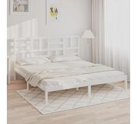 HaoChrymec Estructura de Cama de Madera Maciza, Diseño Blanco Moderno con Cabecero, Cama Matrimonial Ideal para Dormitorio Principal o Habitación Matrimonio, Color Blanco, 200x200 cm