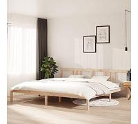 HaoChrymec Estructura de Cama de Madera Maciza, Diseño Clásico con Cabecero, Cama Matrimonial Ideal para Dormitorio Principal o Habitación Matrimonio, Color Natural de Madera, 200x200 cm