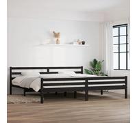 HaoChrymec Estructura de Cama de Madera Maciza, Diseño Moderno con Cabecero Clásico, Cama Matrimonial Ideal para Dormitorio Principal o Habitación Matrimonio, Color Negro, 200x200 cm