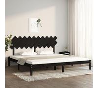 HaoChrymec Estructura de Cama de Madera Maciza, Diseño Moderno con Cabecero Clásico, Cama Matrimonial Ideal para Dormitorio Principal o Habitación Matrimonio, Color Negro, 200x200 cm