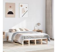 HaoChrymec Estructura de Cama de Madera Sólida de Pino, Diseño Clásico y Robusteco, Cama Individual Ideal para Dormitorios Juveniles o Habitaciones Pequeñas, Color Natural, 135x190 cm
