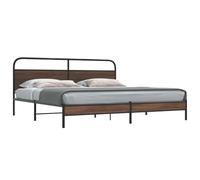HaoChrymec Estructura de Cama de Metal, Diseño Roble Marrón con Cabecero, Cama Matrimonial Ideal para Dormitorio Principal o Juvenil, Color Marrón, 180x200 cm