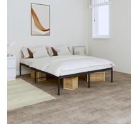 HaoChrymec Estructura de Cama de Metal, Diseño Robustocon Refuerzos Centrales, Cama Juvenil Ideal para Dormitorio Principal o Habitación Infantil, Color Negro, 140x190 cm