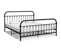 HaoChrymec Estructura de Cama de Metal, Diseño Sólido con Base de Láminas, Camas Matrimoniales Ideal para Dormitorio Principal o Habitación Juvenil, Color Negro, 180x200 cm