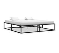 HaoChrymec Estructura de Cama de Metal Negro, Diseño Sólido con Somier de Láminas, Cama Matrimonial Ideal para Dormitorio Principal o Habitación Juvenil, Color Negro, 160x200 cm