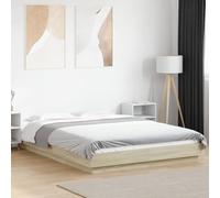 HaoChrymec Estructura de Cama, Material Madera de Roble Sonoma, Diseño Moderno con Base Reforzada, Cama Individual Ideal para Dormitorios Juveniles o Habitaciones Pequeñas, Color Roble, 135x190 cm