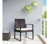 HaoChrymec Juego de 2 Sillas de Comedor de Exterior, Ratán PP con Estructura de Acero, Cojines Incluidos, Diseño Moderno y Resistentes a la Intemperie,Color Marrón y Blanco Crema, 54.5x57x77.5 cm