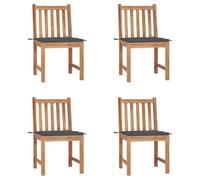 HaoChrymec Juego de 4 Sillas de Jardín Exterior, Sillones de Jardín con Estructura de Teca Maciza y Cojines Incluidos, Resistentes a la Intemperie, Diseño Ergonómico,Antracita, 50 x 53 x 90 cm