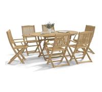 HaoChrymec Juego de 6 Sillas Plegables de Exterior,de Madera de Acacia Maciza,Diseño Plegable y con Listones,Resistentes a la Intemperie,Sillones Jardín Exterior,Acabado Natural,54.5 x 58 x 90 cm