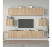 HaoChrymec Juego de Muebles de TV de Madera Industrializada con Almacenamiento Cerrado, Diseño Moderno para Organización del Salón, Roble Sonoma, 80 x 30 x 30 cm y 30.5 x 30 x 30 cm