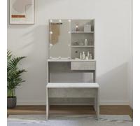 HaoChrymec Juego de Tocador con LED, Madera Gris Hormigón, Diseño Moderno, Vanity de Maquillaje, Tocador de Maquillaje con Luz, Dressing Table, para Dormitorio y Vestidor, 74.5 x 40 x 141 cm