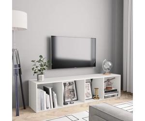 HaoChrymec Librería Multifunción Blanco, Mueble TV y Estantería Modular, 4 Compartimentos, Madera Contrachapada, Soporte 50 kg, Uso en Pared o Suelo, Diseño Versátil, 143x30x36 cm
