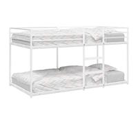 HaoChrymec Litera Blanca de Acero, Estructura Doble con Escalera Integrada y Barandillas de Seguridad, Literas Juveniles Ideal para Habitaciones Infantiles y Juveniles, Color Blanco, 90x200 cm